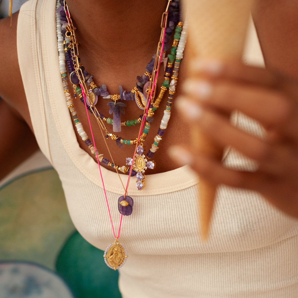 Collier cordon madones perlées Emma