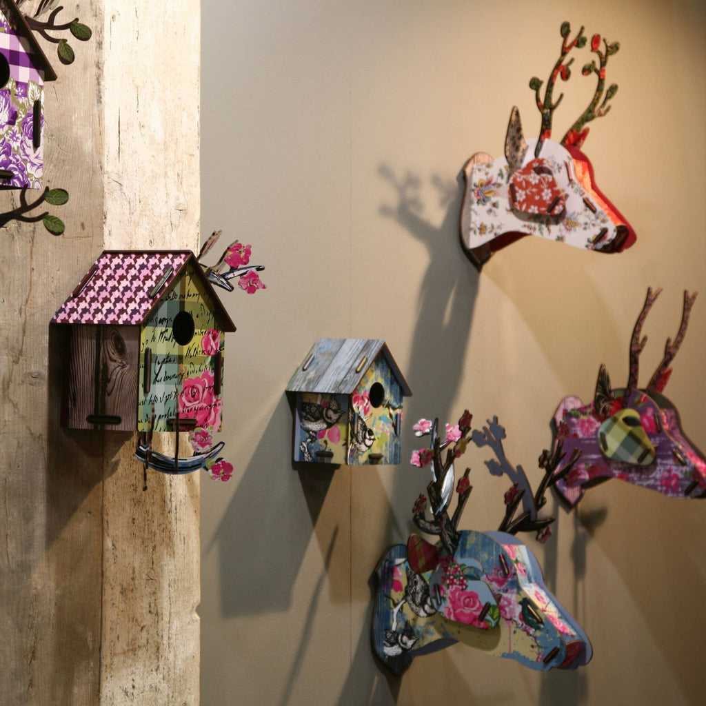 Miho - Tête de cerf écologique petite - Motif fleurs en relief
